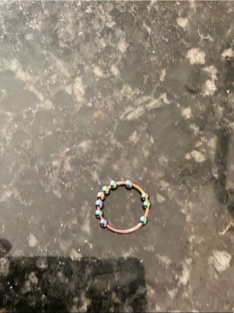 Iridescent Multicolor Beaded Hoop Ring